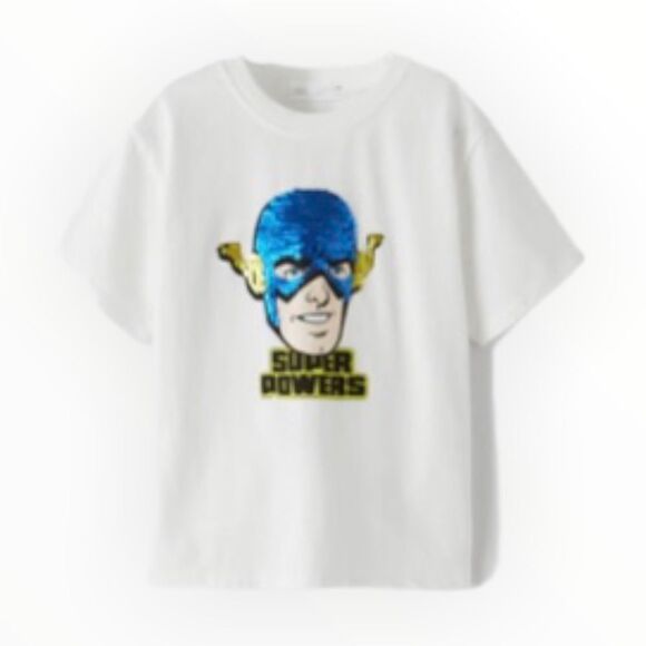 ZARA Kids | White | FLASH © DC COMICS SEQUIN T-SHIRT - Picture 4 of 6